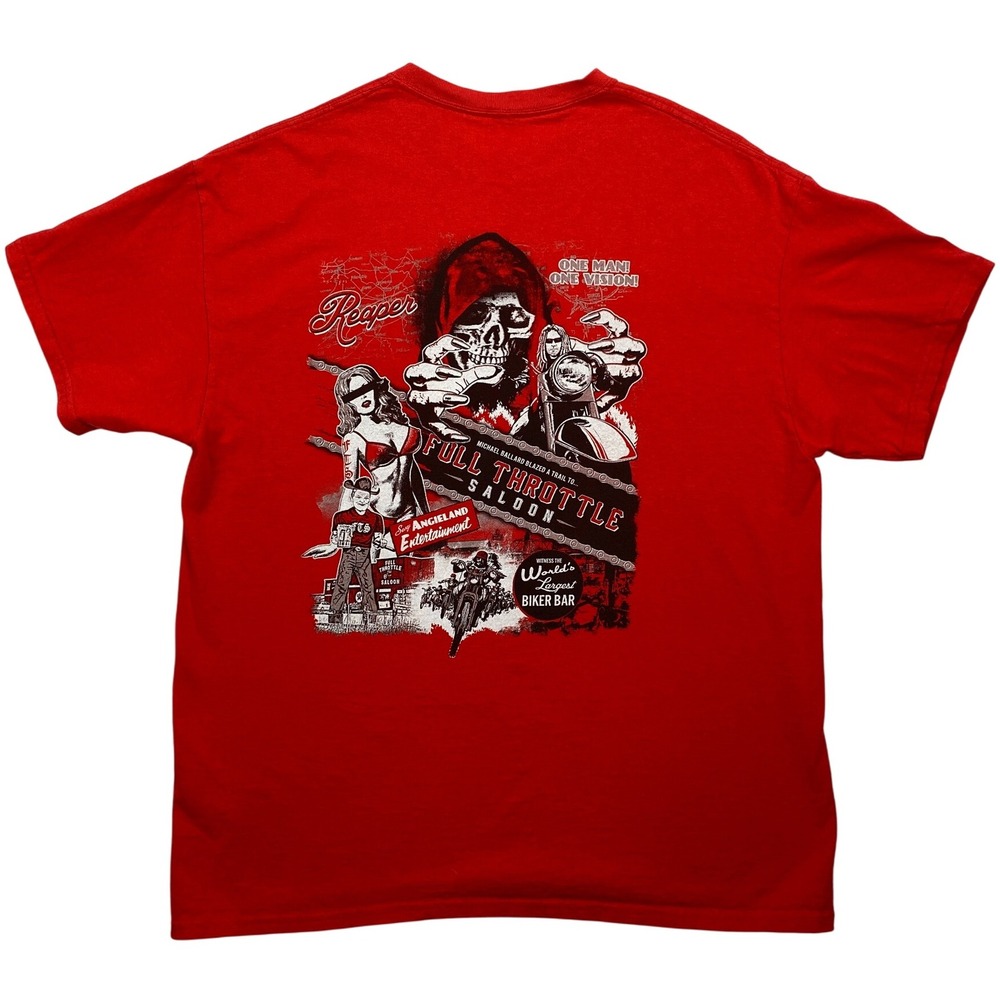 Full Throttle‎ Sturgis Saloon Graphic T-Shirt Sz L/XL Biker Bar Motorcycle Red